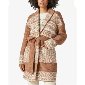 Lucky Brand Women's Fair Isle Print Coatigan sweater tunic gramma core cottage